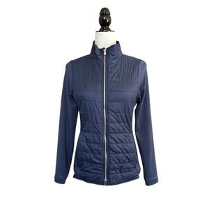 Peter Millar Quilted Full Zip Jacket Lightweight Athletic Navy Blue Women's Sz S
